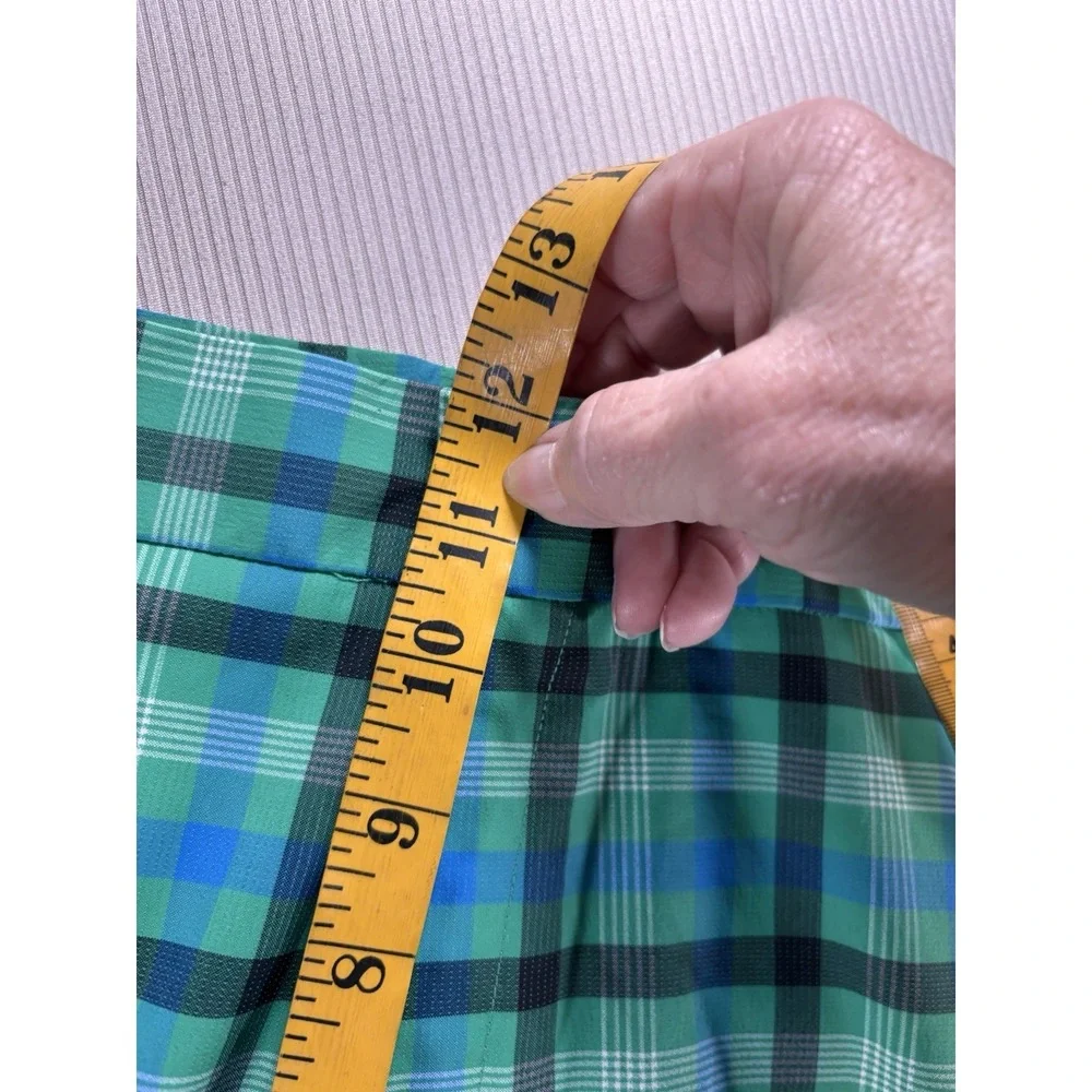Nike Dri-Fit Standard‎ Fit Lightweight Golf Shorts Mens Size 38 Green Blue Plaid